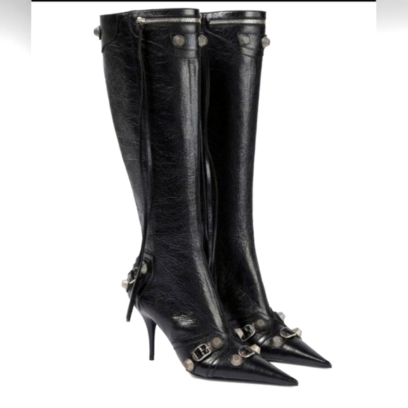 Brand New🎁FREE GIFT INCLUDED🎁High Knee High Heels Boots Zippers Tassel Metal - Picture 3 of 15